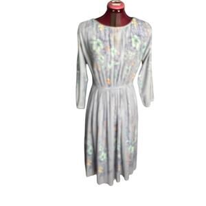 shirt dress floral pleated pastel purple seafoam